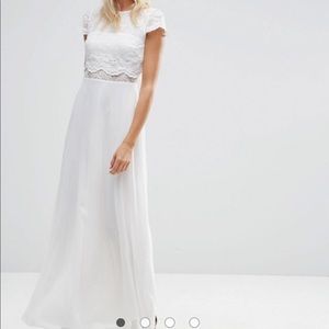 ASOS Crop Top Lace Maxi Dress, Size 12